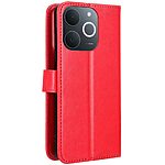 Flip Πορτοφόλι από Συνθετικό Δέρμα (PU) για Realme Note 70T με 3 θήκες καρτών, βάση στήριξης και λουράκι καρπού σε Κόκκινο χρώμα.