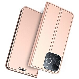 Flip Πορτοφόλι από Συνθετικό Δέρμα (PU) με TPU για Realme Note 70T / Narzo 80 Lite 4G σε Ροζ Χρυσό με θήκη κάρτας και stand.