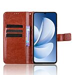 Flip Πορτοφόλι από Συνθετικό Δέρμα (PU) για Realme Note 70T σε Καφέ χρώμα με 3 θήκες καρτών, Stand και Λουράκι καρπού.