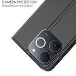 Flip Πορτοφόλι από Συνθετικό Δέρμα (PU) με TPU για το Realme Note 70T σε Μαύρο χρώμα με θήκη κάρτας και ενσωματωμένη βάση στήριξης.