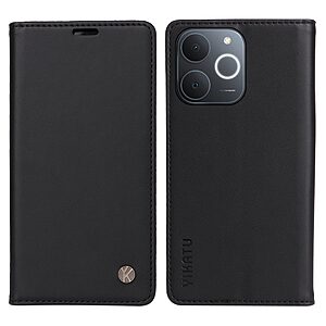 Flip Πορτοφόλι από Συνθετικό Δέρμα (PU) με TPU για Realme Note 70T από YIKATU σε Μαύρο χρώμα με θήκες καρτών και Stand.