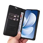 Flip Πορτοφόλι από Συνθετικό Δέρμα (PU) με TPU για Realme Note 70T από YIKATU σε Μαύρο χρώμα με θήκες καρτών και Stand.