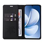 Flip Πορτοφόλι από Συνθετικό Δέρμα (PU) με TPU για Realme Note 70T από YIKATU σε Μαύρο χρώμα με θήκες καρτών και Stand.