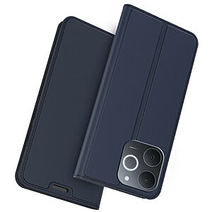 Flip Πορτοφόλι από Συνθετικό Δέρμα (PU) με TPU για Realme Note 70T / Narzo 80 Lite 4G σε Μπλε χρώμα με θήκη κάρτας και stand.