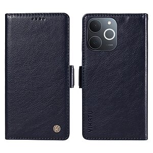 Flip Πορτοφόλι από Συνθετικό Δέρμα (PU) με TPU για το Realme Note 70T από YIKATU YK-007 σε Μπλε Σκούρο χρώμα με θήκες καρτών και Stand.