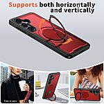 Σκληρή Πλάτη PC+TPU για Samsung Galaxy S26 5G από OEM σε Κόκκινο χρώμα με περιστρεφόμενο Stand 360° και μαγνητική συμβατότητα.