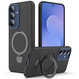 Σκληρή Πλάτη PC+TPU για Samsung Galaxy S26 5G από OEM σε Μαύρο χρώμα με περιστρεφόμενο δαχτυλίδι Stand 360° και μαγνητική συμβατότητα.