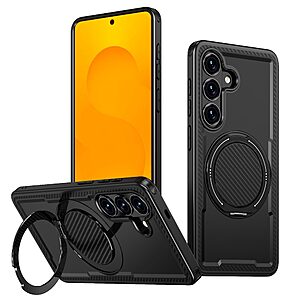 Σκληρή Πλάτη PC+TPU για Samsung Galaxy S26 5G από OEM σε Μαύρο χρώμα με περιστρεφόμενο Stand 360° και μαγνητική συμβατότητα.