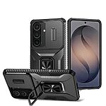 Σκληρή Πλάτη PC+TPU για Samsung Galaxy S26 5G από OEM Camshield σε Μαύρο χρώμα με Kickstand, κάλυμμα κάμερας και προστασία στρατιωτικών προδιαγραφών.