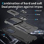 Σκληρή Πλάτη PC+TPU για Samsung Galaxy S26 5G από OEM Camshield σε Μαύρο χρώμα με Kickstand, κάλυμμα κάμερας και προστασία στρατιωτικών προδιαγραφών.