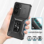 Σκληρή Πλάτη PC+TPU για Samsung Galaxy S26 5G από OEM Camshield σε Μαύρο χρώμα με Kickstand, κάλυμμα κάμερας και προστασία στρατιωτικών προδιαγραφών.