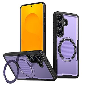 Σκληρή Πλάτη PC+TPU για Samsung Galaxy S26 5G από OEM σε Μωβ χρώμα με περιστρεφόμενο Stand 360° και μαγνητική συμβατότητα.