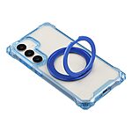 Σκληρή Πλάτη PC+TPU για Samsung Galaxy S26 5G με μαγνητική λειτουργία, περιστρεφόμενο Stand και αποσπώμενο Λουράκι σε μπλε χρώμα.