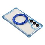 Σκληρή Πλάτη PC+TPU για Samsung Galaxy S26 5G με μαγνητική λειτουργία, περιστρεφόμενο Stand και αποσπώμενο Λουράκι σε μπλε χρώμα.