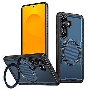 Σκληρή Πλάτη PC+TPU για Samsung Galaxy S26 5G από OEM σε Μπλε χρώμα με περιστρεφόμενο Stand 360° και μαγνητική συμβατότητα.