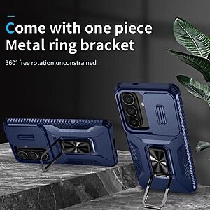 Σκληρή Πλάτη PC+TPU για Samsung Galaxy S26 5G από OEM Camshield σε Μπλε χρώμα με κάλυμμα κάμερας και ενσωματωμένο Stand.