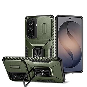 Σκληρή Πλάτη PC+TPU για Samsung Galaxy S26 5G από OEM Camshield σε Πράσινο χρώμα με Kickstand, κάλυμμα κάμερας και αντιολισθητικό σχεδιασμό.