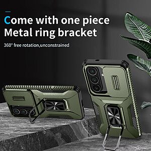 Σκληρή Πλάτη PC+TPU για Samsung Galaxy S26 5G από OEM Camshield σε Πράσινο χρώμα με Kickstand, κάλυμμα κάμερας και αντιολισθητικό σχεδιασμό.