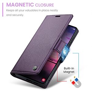 Flip Πορτοφόλι από Συνθετικό Δέρμα (PU) με TPU για Samsung Galaxy S26 5G από CASEME 023 Series σε Μωβ χρώμα με RFID προστασία και Stand.