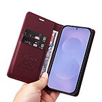 Flip Πορτοφόλι από Συνθετικό Δέρμα (PU) με TPU για Samsung Galaxy S26 5G από YIKATU σε Βαθύ Κόκκινο χρώμα με θήκες καρτών και Stand.