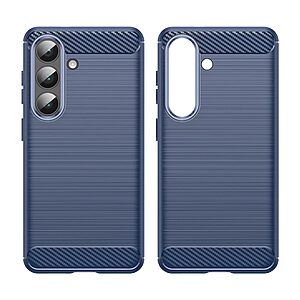 Πλάτη TPU για Samsung Galaxy S26 5G σε Μπλε χρώμα με υφή Carbon Fiber και ανθεκτική επιφάνεια κατά των δακτυλικών αποτυπωμάτων.