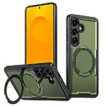 Σκληρή Πλάτη PC+TPU για Samsung Galaxy S26 Plus 5G με περιστρεφόμενο Stand 360° και μαγνητική συμβατότητα σε Ελαιώδες Πράσινο χρώμα.