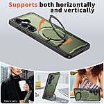 Σκληρή Πλάτη PC+TPU για Samsung Galaxy S26 Plus 5G με περιστρεφόμενο Stand 360° και μαγνητική συμβατότητα σε Ελαιώδες Πράσινο χρώμα.