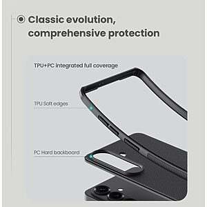 Σκληρή Πλάτη PC+TPU για Samsung Galaxy S26 Plus 5G από NILLKIN Frosted Shield Pro σε Μαύρο χρώμα με ματ επιφάνεια και αντι-δακτυλικά αποτυπώματα.