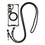 Σκληρή Πλάτη PC+TPU για Samsung Galaxy S26 Plus 5G με μαγνητική λειτουργία, περιστρεφόμενο Stand και αποσπώμενο Λουράκι σε Μαύρο χρώμα.