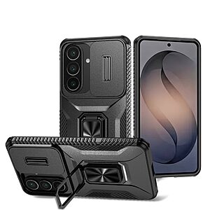 Σκληρή Πλάτη PC+TPU για Samsung Galaxy S26 Plus 5G από OEM Camshield σε Μαύρο χρώμα με κάλυμμα κάμερας, kickstand και προστασία στρατιωτικών προδιαγραφών.