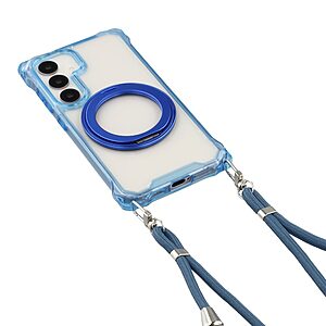 Σκληρή Πλάτη PC+TPU για Samsung Galaxy S26 Plus 5G σε Μπλε χρώμα με μαγνητική λειτουργία, περιστρεφόμενο Stand και αποσπώμενο Λουράκι.