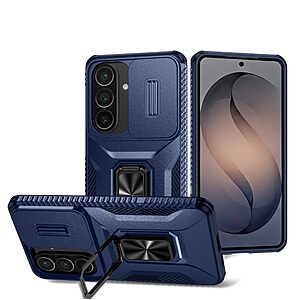 Σκληρή Πλάτη PC+TPU για Samsung Galaxy S26 Plus 5G από OEM Camshield σε Μπλε χρώμα με κάλυμμα κάμερας, Stand και προστασία στρατιωτικών προδιαγραφών.