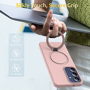 Σκληρή Πλάτη PC+TPU για Samsung Galaxy S26 Plus 5G από OEM σε Ροζ χρώμα με περιστρεφόμενο μεταλλικό δαχτυλίδι Stand 360°.