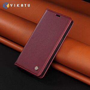 Flip Πορτοφόλι από Συνθετικό Δέρμα (PU) με TPU για Samsung Galaxy S26 Plus 5G από YIKATU σε Κόκκινο Σκούρο με θήκες καρτών και Stand.