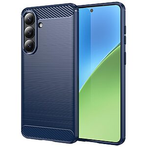 Πλάτη TPU για Samsung Galaxy S26 Plus 5G από OEM σε Μπλε χρώμα με υφή Carbon Fiber και επιφάνεια brushed ανθεκτική στα δακτυλικά αποτυπώματα.