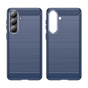 Πλάτη TPU για Samsung Galaxy S26 Plus 5G από OEM σε Μπλε χρώμα με υφή Carbon Fiber και επιφάνεια brushed ανθεκτική στα δακτυλικά αποτυπώματα.