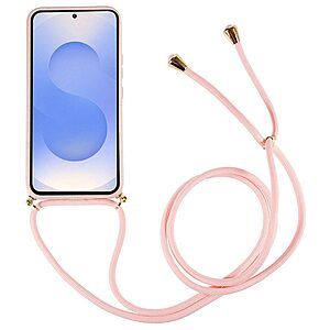 Πλάτη TPU από βιοδιασπώμενο σιτάρι για Samsung Galaxy S26 Plus 5G σε Ροζ χρώμα με ρυθμιζόμενο λουράκι και στρατιωτική προστασία από πτώσεις.