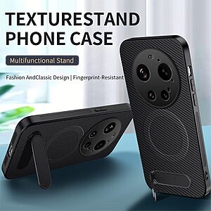 Σκληρή Πλάτη PC+TPU για Xiaomi 17 Ultra 5G από WANLONFENG QT Series σε Μπλε χρώμα με υφή Carbon Fiber και ενσωματωμένο Stand.