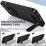 Σκληρή Πλάτη PC+TPU για Xiaomi 17 Ultra 5G από WANLONFENG QT Series σε Μπλε χρώμα με υφή Carbon Fiber και ενσωματωμένο Stand.