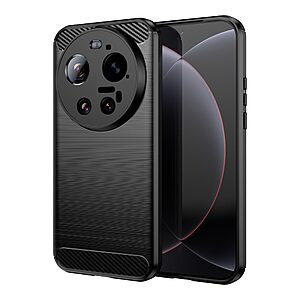 Πλάτη TPU για Xiaomi 17 Ultra 5G από OEM σε Μαύρο χρώμα με υφή carbon fiber και επιφάνεια brushed ανθεκτική στα δακτυλικά αποτυπώματα.