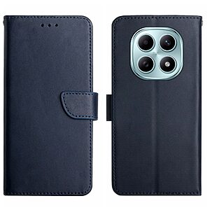 Flip Πορτοφόλι από Αυθεντικό Δέρμα για Xiaomi Poco M8 5G / Redmi Note 15 5G / Redmi Note 15 4G σε Μπλε χρώμα με θήκες καρτών και Stand.