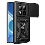 Σκληρή Πλάτη PC+TPU για Xiaomi Poco M8 Pro 5G / Redmi Note 15 Pro+ 5G από OEM σε Μαύρο χρώμα με περιστρεφόμενο Stand και προστασία φακού κάμερας.