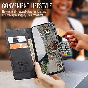 ΘΗΚΕΣ ΚΙΝΗΤΩΝ ΑΞΕΣΟΥΑΡ SAMSUNG GALAXY A7 2017 16 Flip Πορτοφόλι από Συνθετικό Δέρμα (PU) για Xiaomi Poco M8 Pro 5G / Redmi Note 15 Pro+ 5G από CASEME 013 Series σε Μαύρο με θήκες καρτών και Stand.