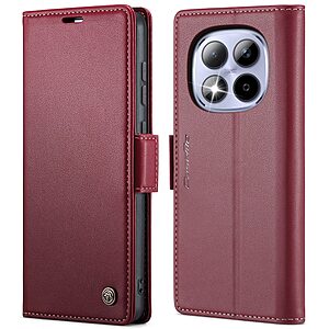 Flip Πορτοφόλι από Συνθετικό Δέρμα (PU) με TPU για Xiaomi Redmi Note 15 Pro 4G - CASEME 023 - Κόκκινο με RFID προστασία, 3 θήκες καρτών και Stand.