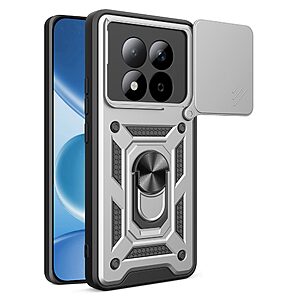 Σκληρή Πλάτη PC+TPU για Xiaomi Redmi Note 15 Pro 4G από OEM σε Ασημί χρώμα με περιστρεφόμενο Stand και προστασία κάμερας.