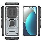 Σκληρή Πλάτη PC+TPU για Xiaomi Redmi Note 15 Pro 4G από OEM σε Γκρι χρώμα με περιστρεφόμενο Stand και προστασία φακού κάμερας.