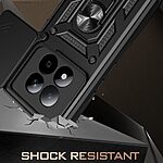 Σκληρή Πλάτη PC+TPU για Xiaomi Redmi Note 15 Pro 4G με ανακλινόμενη βάση στήριξης (Stand), κινητή προστασία φακού και μαγνητική συμβατότητα, σε Κόκκινο χρώμα.