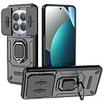 Σκληρή Πλάτη PC+TPU για Xiaomi Redmi Note 15 Pro 4G από OEM σε Μαύρο χρώμα με περιστρεφόμενο Stand και προστασία φακού κάμερας.