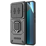 Σκληρή Πλάτη PC+TPU για Xiaomi Redmi Note 15 Pro 4G από OEM σε Μαύρο χρώμα με περιστρεφόμενο Stand και προστασία φακού κάμερας.