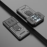 Σκληρή Πλάτη PC+TPU για Xiaomi Redmi Note 15 Pro 4G από OEM σε Μαύρο χρώμα με περιστρεφόμενο Stand και προστασία φακού κάμερας.